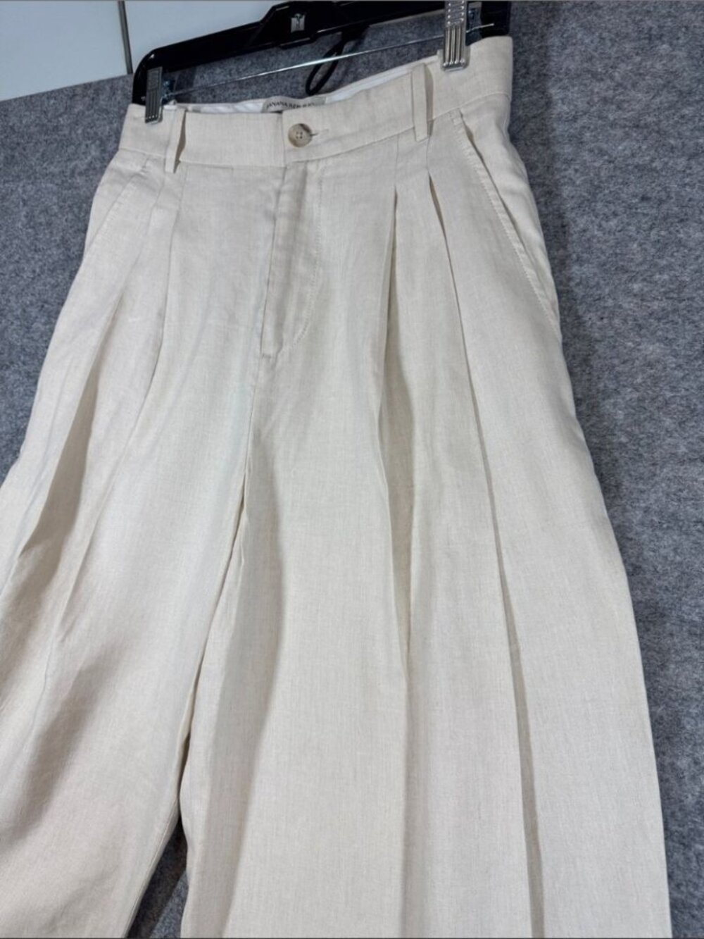 Banana Republic Linen Blend Wide Leg Pants Cream Size 2 Quiet Luxury Miinimalist - Picture 3 of 12